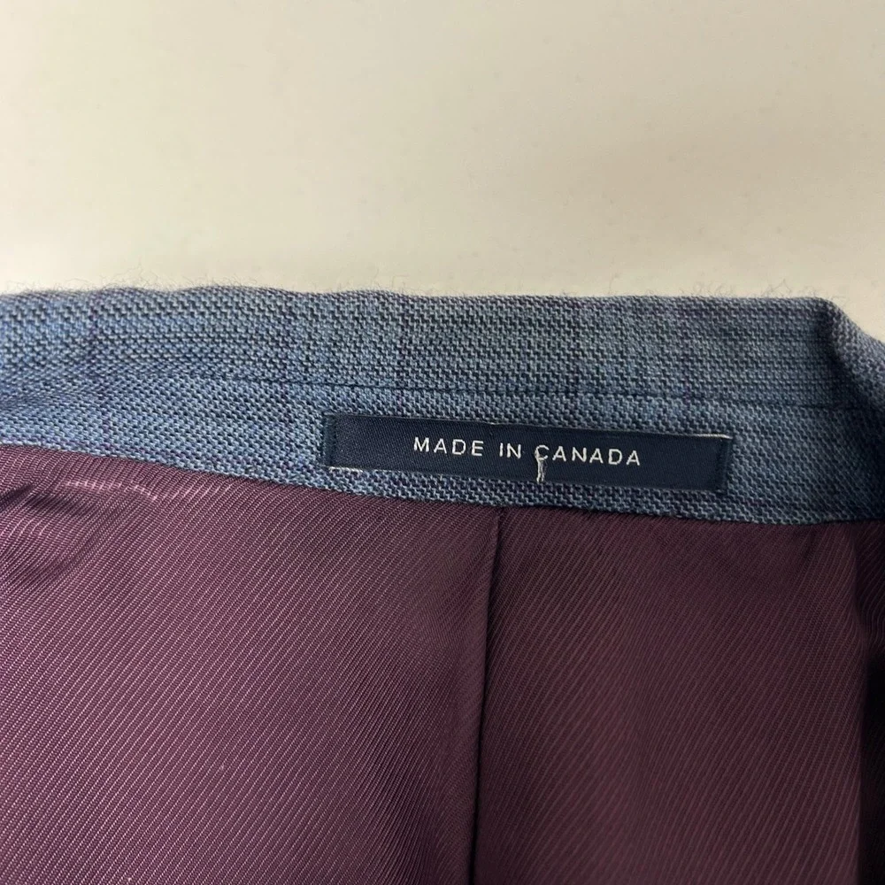Cremieux Sport Coat Mens 46R Blue Glen Plaid Loro Piana Wool Blazer Canada